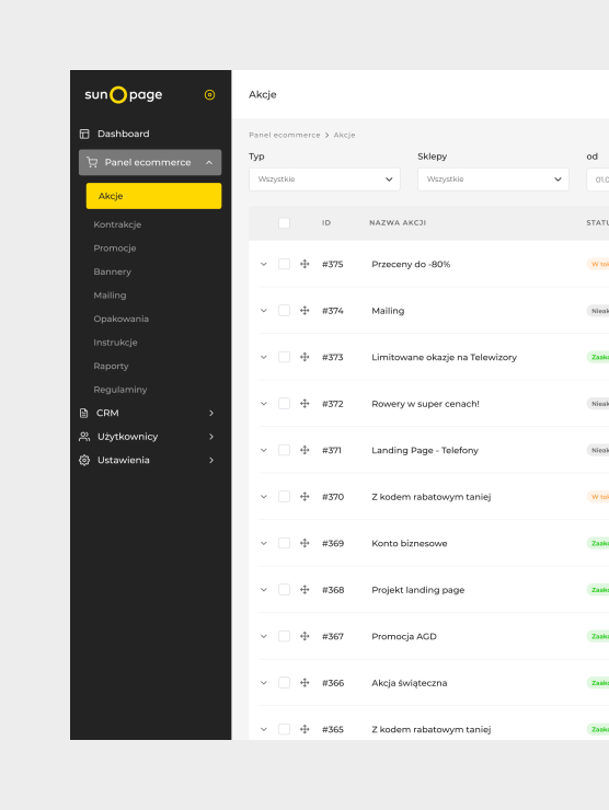 System zarządzania akcjami promocyjnymi